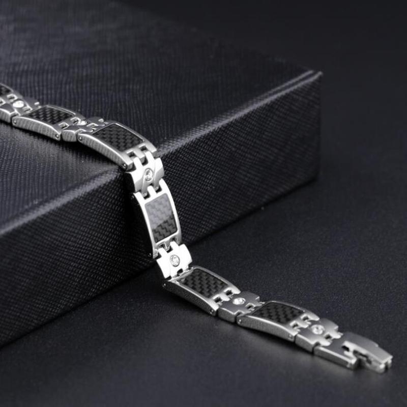 10MM Wide Chain Men's Bracelets Stainless Steel with Magnetic Hematite Stone Bracelet for Men Male Jewelry Healthy Care Bangles