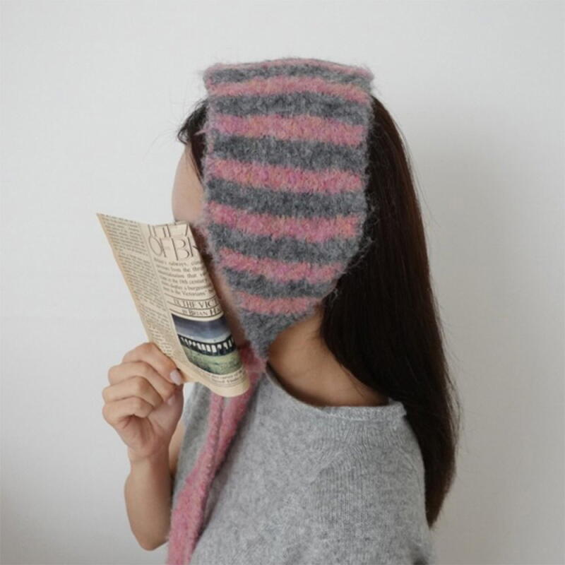 Women's Winter Striped Color Block Long Earmuffs