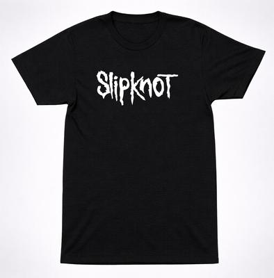Koszulka z Logo Slipknot Minimalistyczna Czarno-Biała Fanowska Koszulka Zespołu Nu Metal
