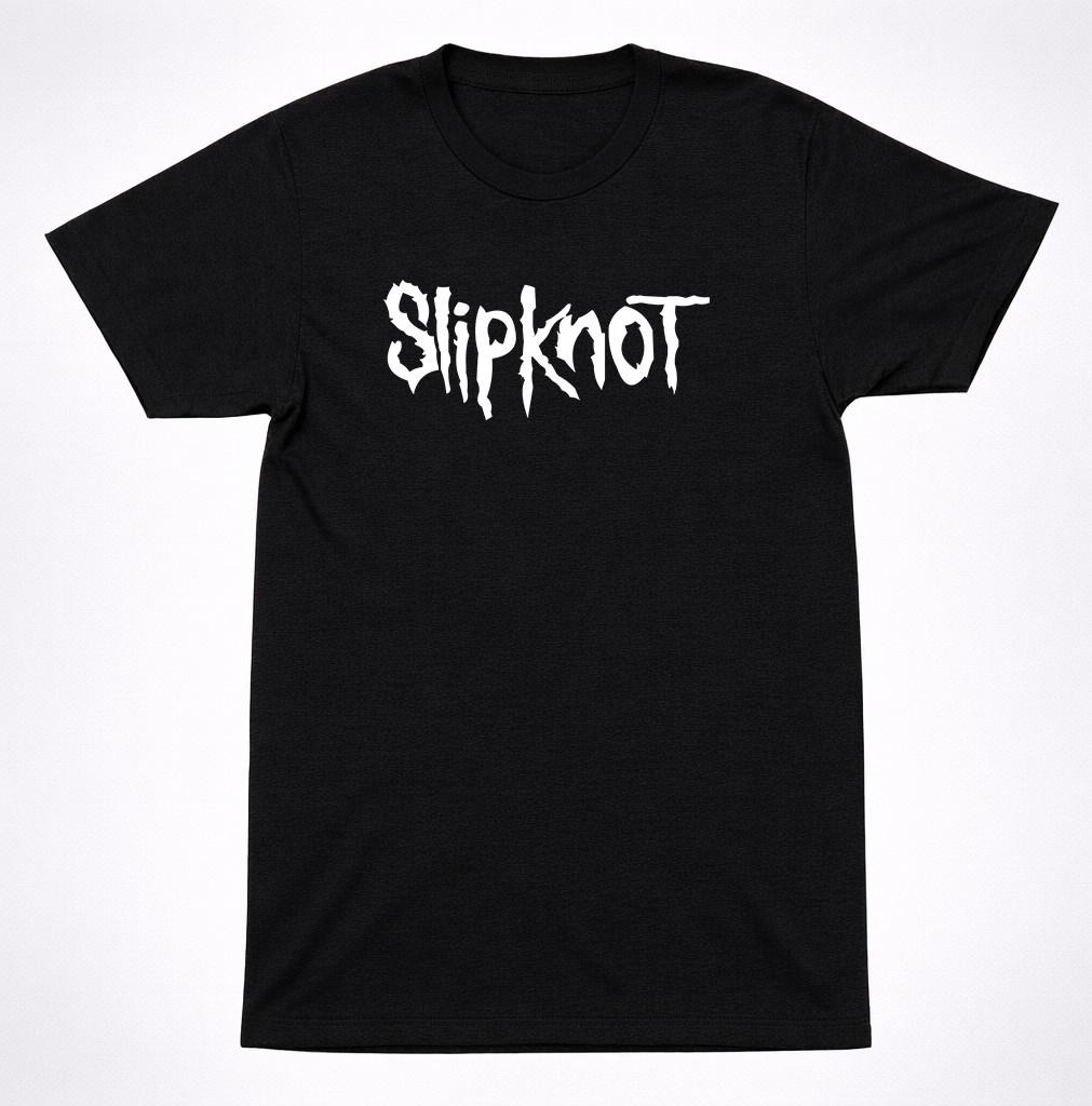 Slipknot Logo T-Shirt Minimal Black White Nu Metal Band Fan Tee