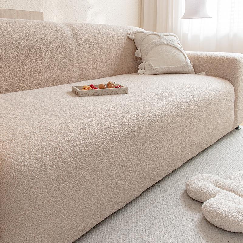 New Teddy Velvet Solid Color Sofa Cover Waterproof Cat Scratch Anti Slip Universal for All Seasons All Inclusive