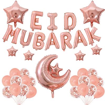 1 zestaw Eid Mubarak Letter Foil Balloons Ramadan Kareem Decorations Star Moon Helium Globos 2024 Muzułmańskie Islamskie Artykuły Imprezowe Prezent