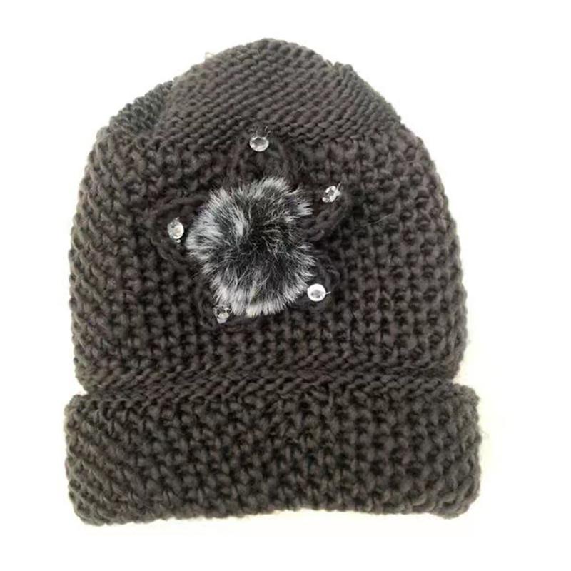 

Fashion Outdoor Thickened Fleece Knitted Hat Winter Rabbit Fur Baseball Cap Warm Bow Basin Cap For Middle-Aged And Elderly A14