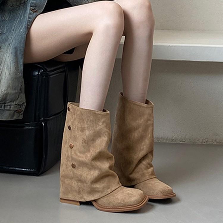 Thick heel short boots women's new 2025 autumn and winter women's boots locomotive boots short boots pant tube boots square Martin boots