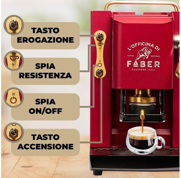 Капсульная кофемашина Faber Pro Deluxe cherry red/gold