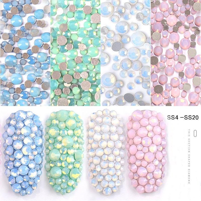 

Стразы для ногтей Huancai, протеиновые 4 цвета, стеклянные кристаллы для ногтей, блестки, плоское дно, алмазные украшения для ногтей, аксессуары