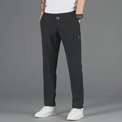 Men's Summer Quick-Dry Stretch Ice Silk Trousers - Loose Fit, Trendy, and Versatile Casual Sportswear.