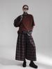 Neo-Modern Plaid Wide-Leg Wool Skirt-Pants for Women
