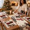 Runner da Tavola Pupazzo di Neve Albero di Natale Decorazione per Tavolo da Cucina e Sala da Pranzo per Feste in Casa, 5 Pezzi