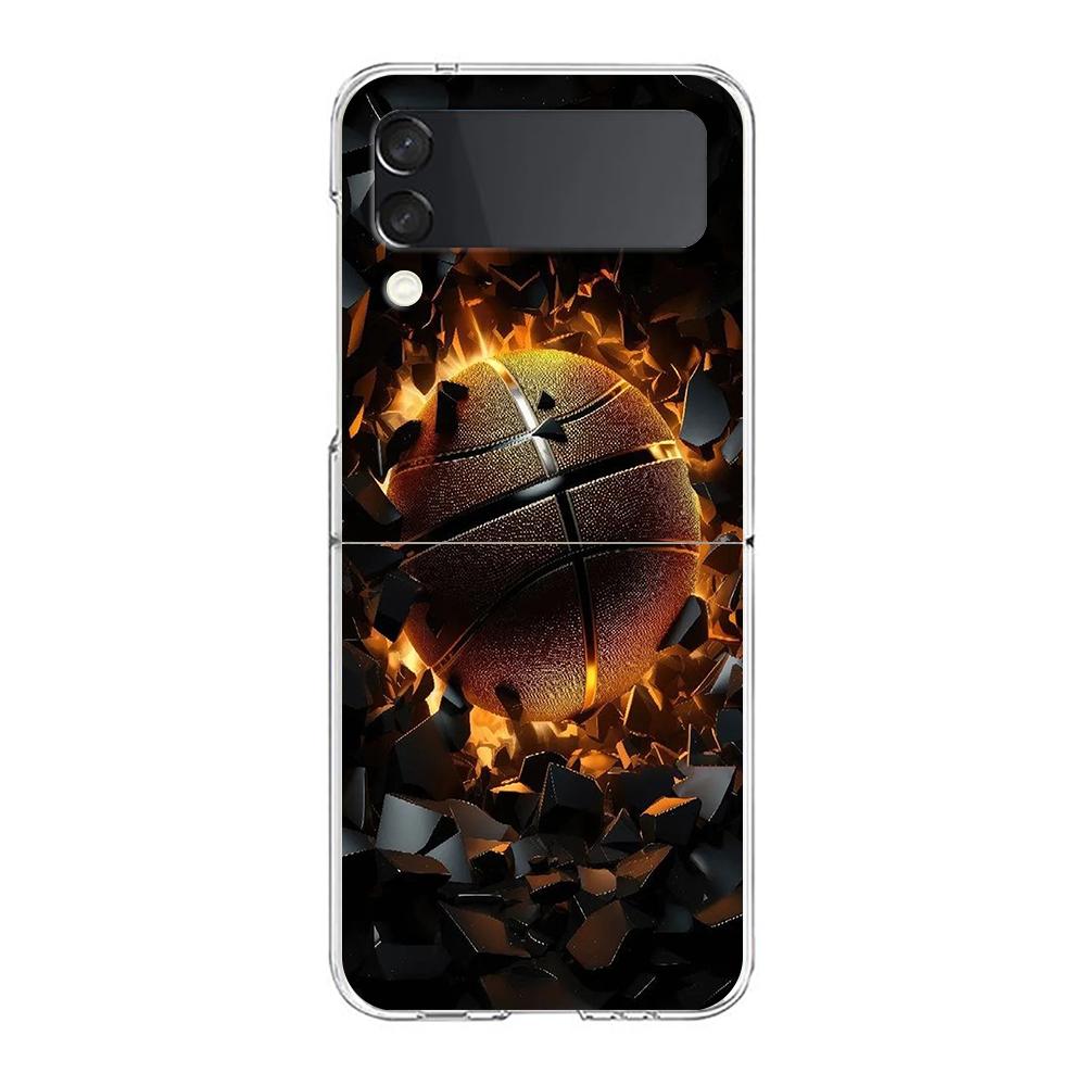 Football Sport Hard PC Phone Case For Samsung Galaxy Z Flip 6 5 4 Transparent Cover For Galaxy Z Flip 3 Shockproof Fundas Capas
