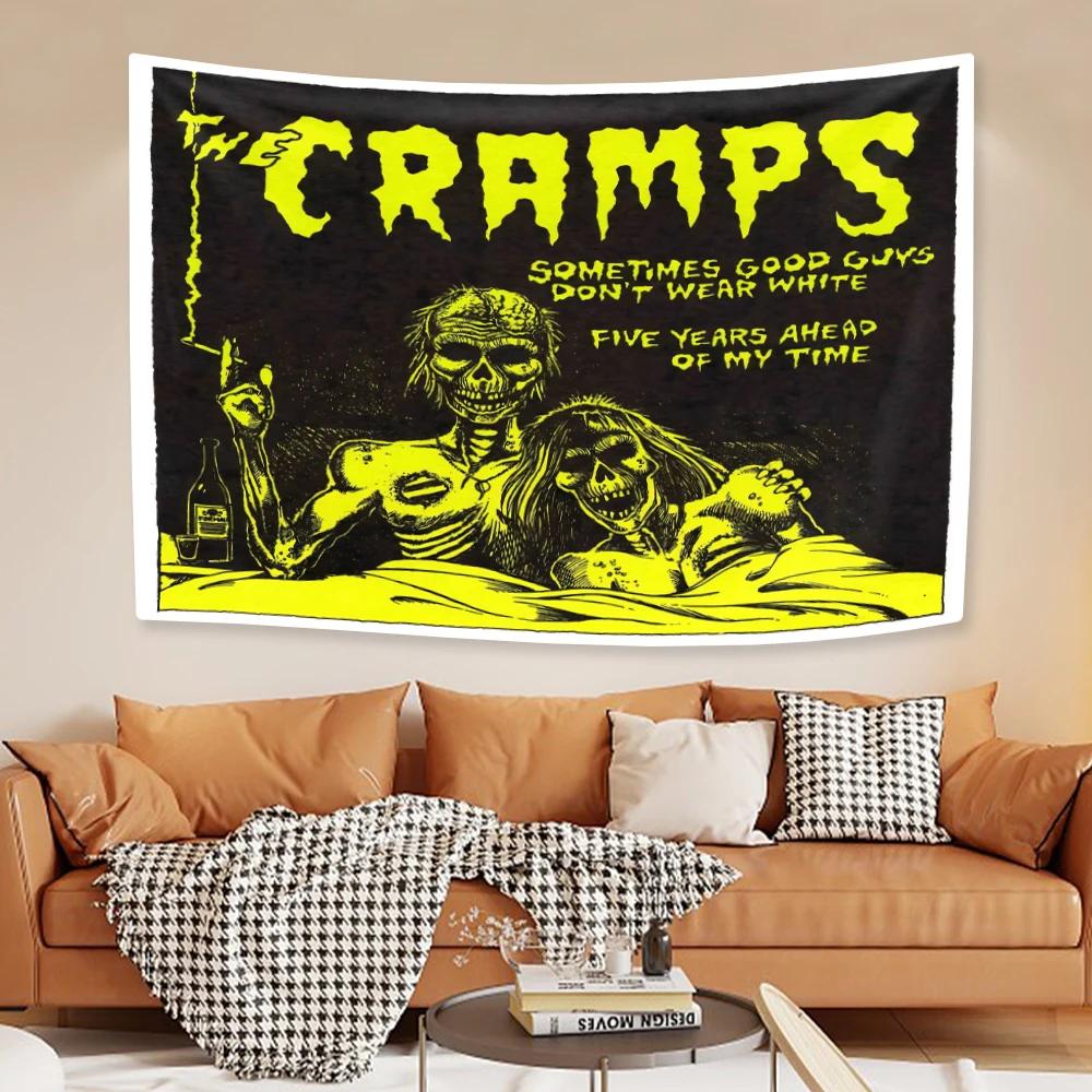 Rock Band CCramps Tapestry Music Poster Wall Hanging Bedroom Dorm Decor Party Or Concert Background Cloth Friend Gift