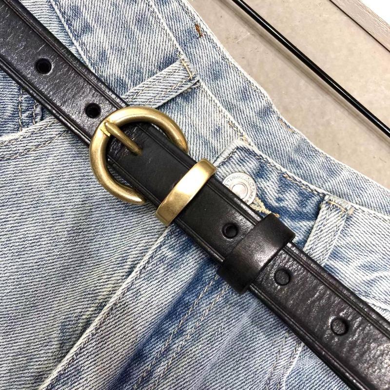 Meier Handmade distressed first-layer vegetable-tanned cowhide genuine leather women's belt, adjustable 2.5 width with tools