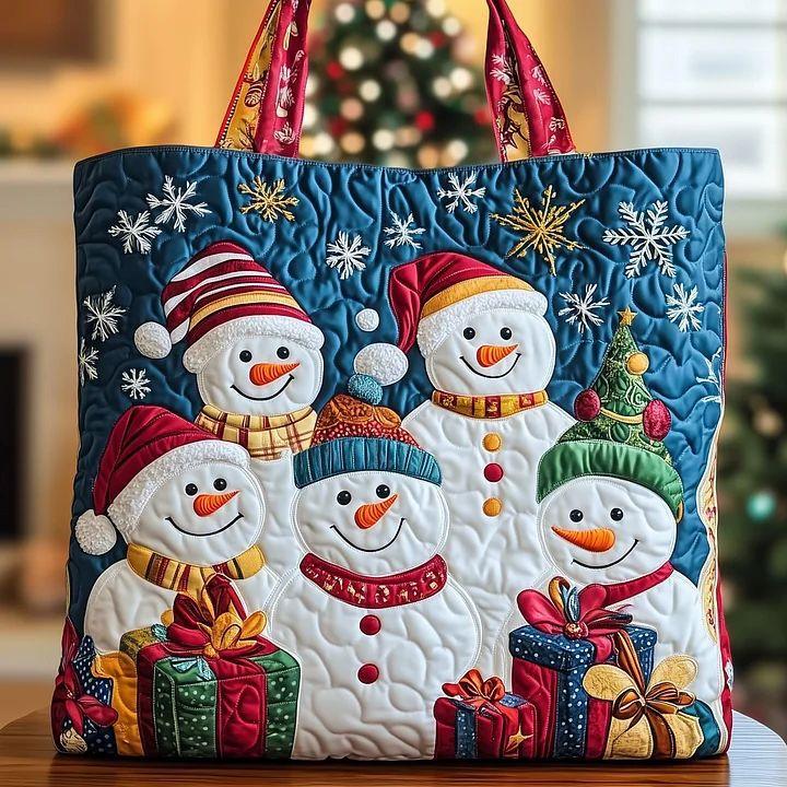 

Christmas Quilting Embroidery Tote Bag Pod Digital Full Print Commuter Casual Quilting Bag