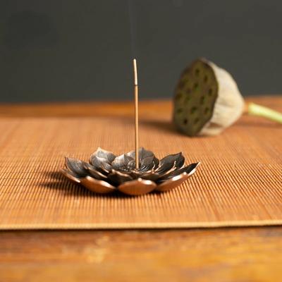 2 in 1 Legering Wierookbrander Metaal Sandelhout Wierookstokjes Houder Boeddhisme Zen Lotus Stokjes Wierookvat Oost-Indische Kers Asbak