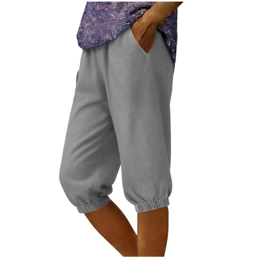 Women Elastic High Waist Pant Casual Fit Wide Leg Long Pants Trousers With Pockets