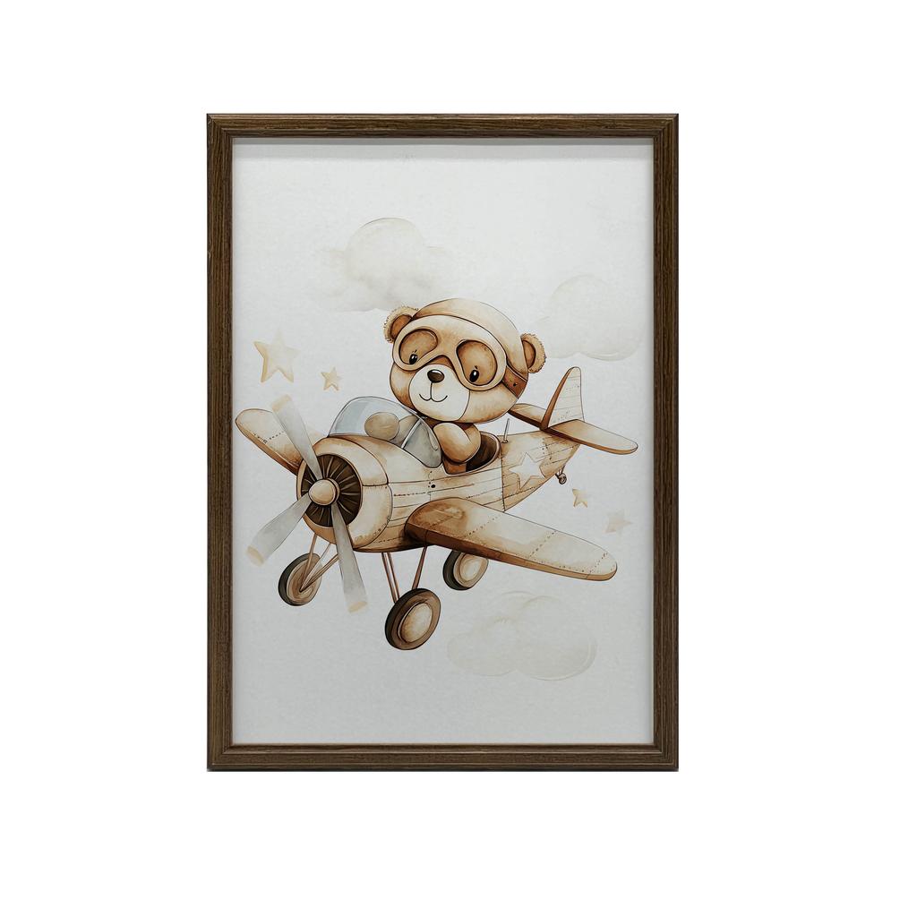 Plakat Latajacy Miś Plakat Latajacy Miś, 30X40 Cm, Rama Drewniana Jasny Dąb, Papier Matowy 230 Gsm