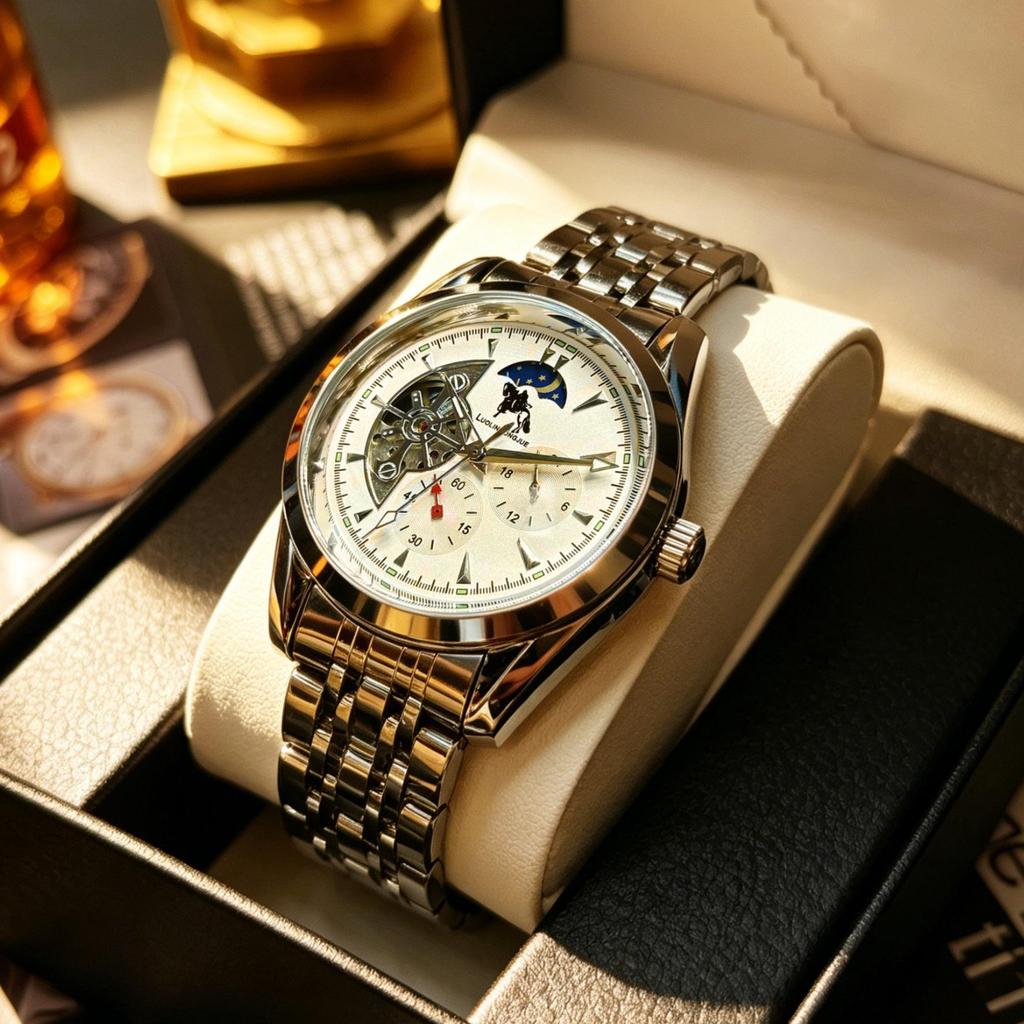 Orologio Meccanico Scheletrico Duca di Lorena: Multifunzione, Luminoso, Impermeabile, Casual Business Cinturino in Acciaio
