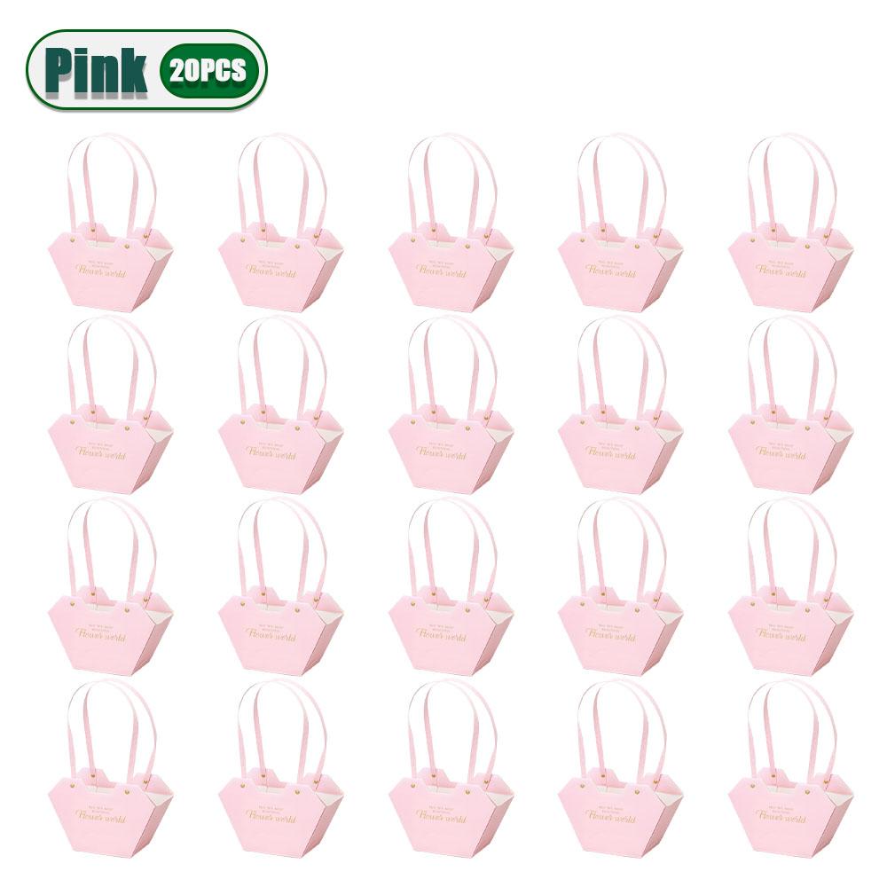 10-20PCS Valentine Flower Tote Bag Heart Design Waterproof Carrying Case Style Bouquet Ins Fashion Gift Packaging