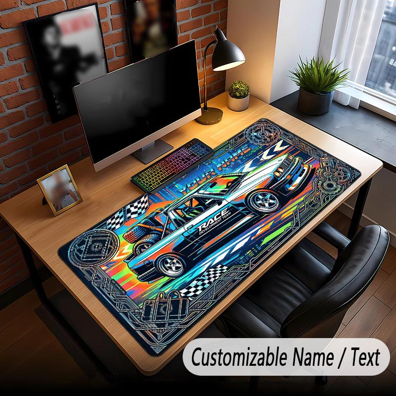Tema de Corrida de Carros Mouse Pad Personalizado com Nome Texto Personalizado Tapete de Mesa Para Escritório Decoração de Casa