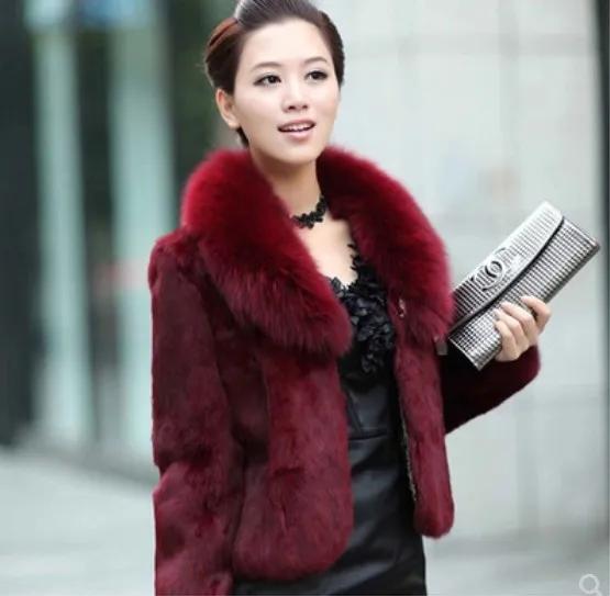 New Womens Winter Autumn Short Section Faux Fur Jackets Man-made Rabbit  Collar Casual  Coats E98