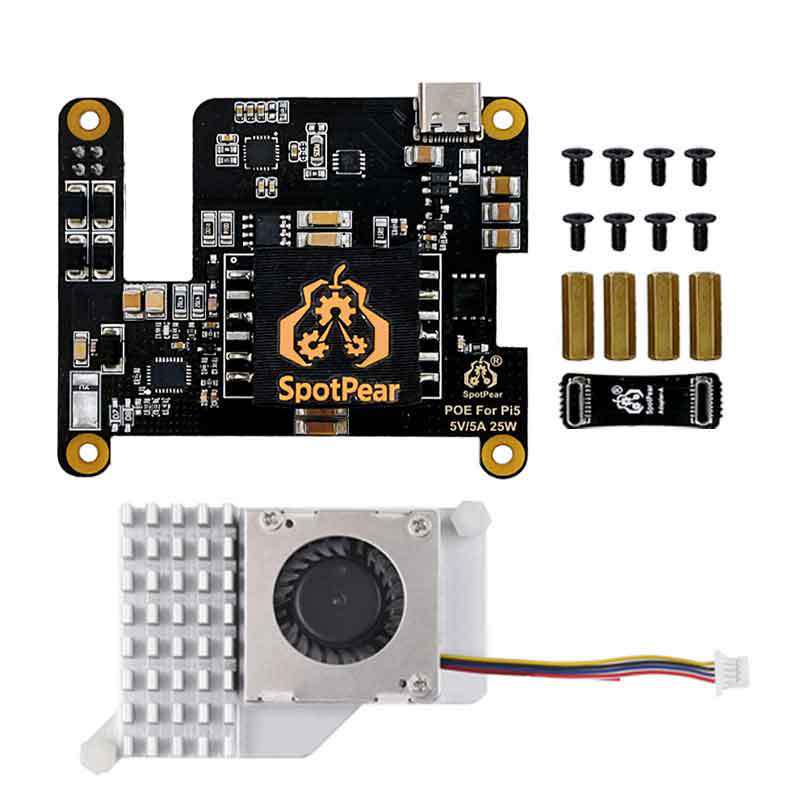 Raspberry Pi 5 PoE Ethernet Power Supply Protocol 802.3af/at with Type C PD Induction.