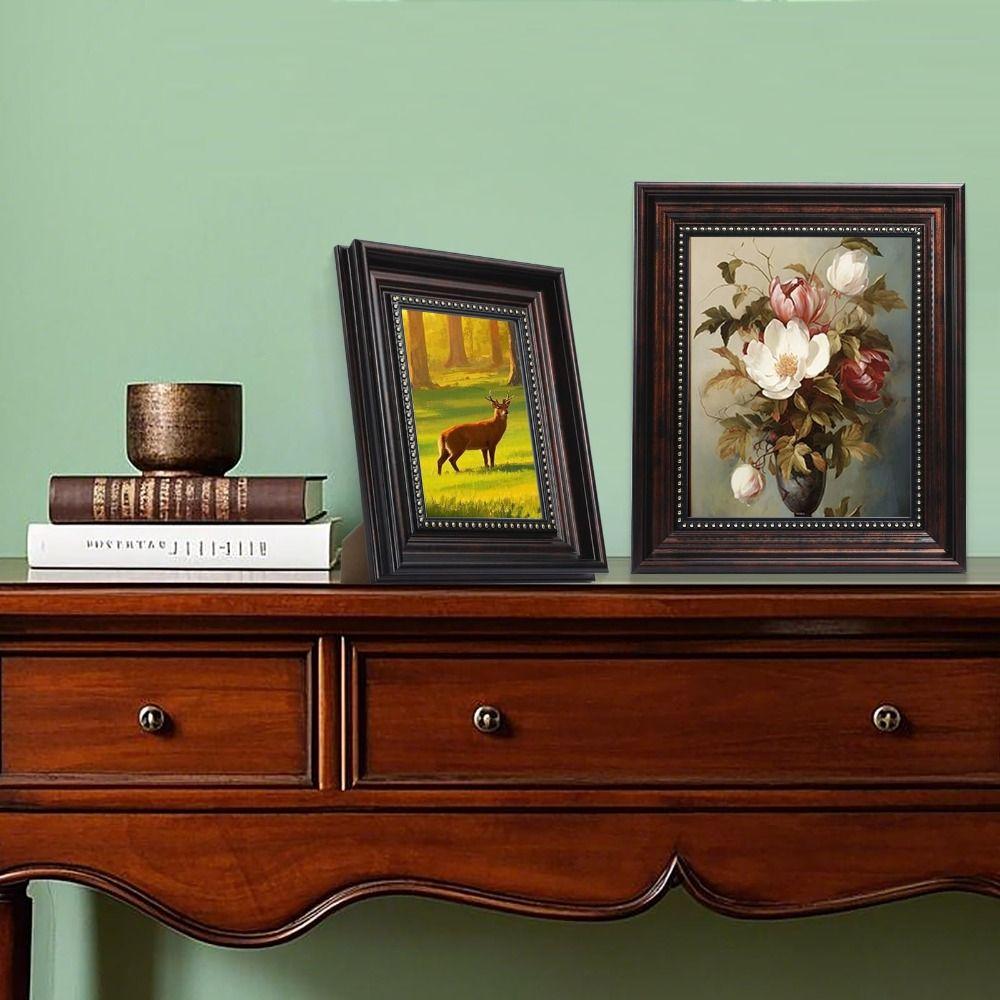 Elegant 6 Inch Photo Frame Black Rustic Resin Picture Frame Desktop Ornament Photo Display Stand Home Decor