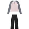 Original Round Neck Pullover Raglan Long Sleeve Top And Mid Waist Straight Leg Pants Casual Set Women Sets F11W539204F-PK+F11W539803F-BK
