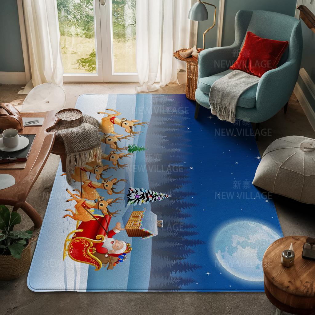 House Entrance Carpet Home Door Mat Living Room Bath Foot Bathroom Non-slip Water Absorption Rugs Bath Merry Christmas Winter