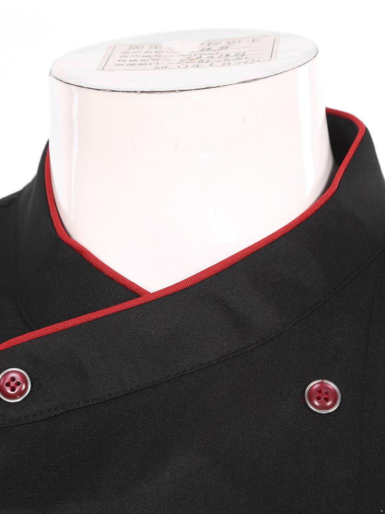 Mens Womens Unisex Chef Coat Double Breasted Design Contrast Color Trimming Cook Jacket Kitchen Uniform