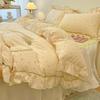Sweet Flower Printed Bed Skirt Bedding Set Skin Friendly Cotton Nude Sleeping Comforter Set Class-A Twin Single Home Textile