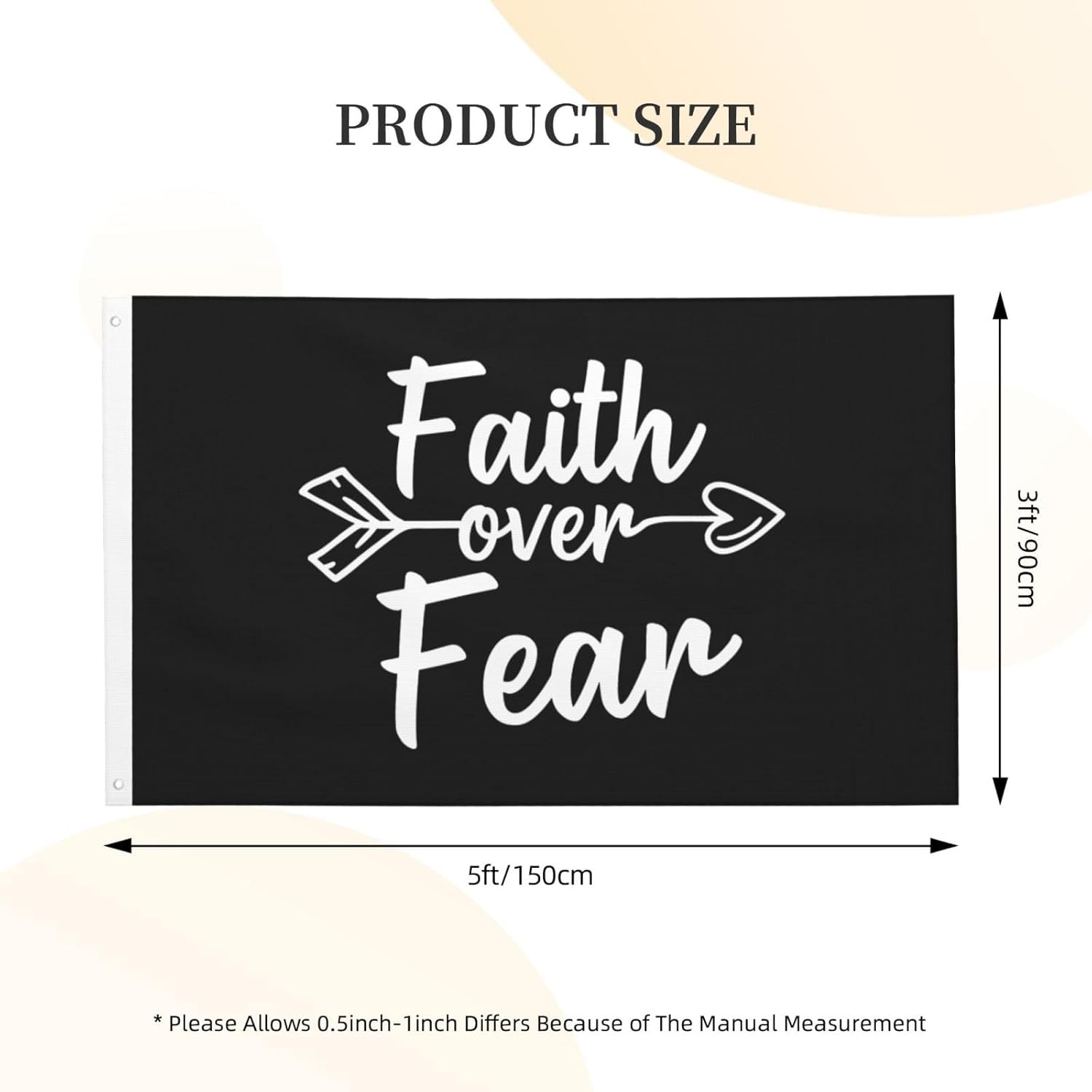 Faith Over Fear Flag 3x5 Ft Outdoor Double Sided Printed Polyester Banner