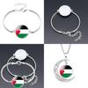 Mixed Material Palestinian Flag Design Moon Pendant Necklace Cartoon Style