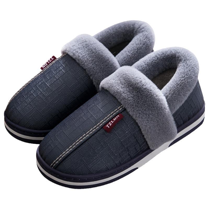 Elderly Waterproof Cotton Slippers Men's Bag Heel Indoor Home Non-slip Warm Household Wool Cotton Shoes Winter Large Size Women