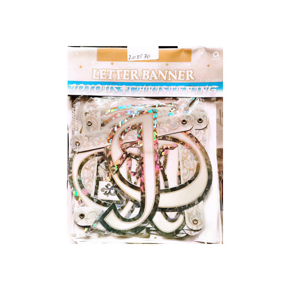 Amscan Banner de bautizo con letras alegres One Size color rosa