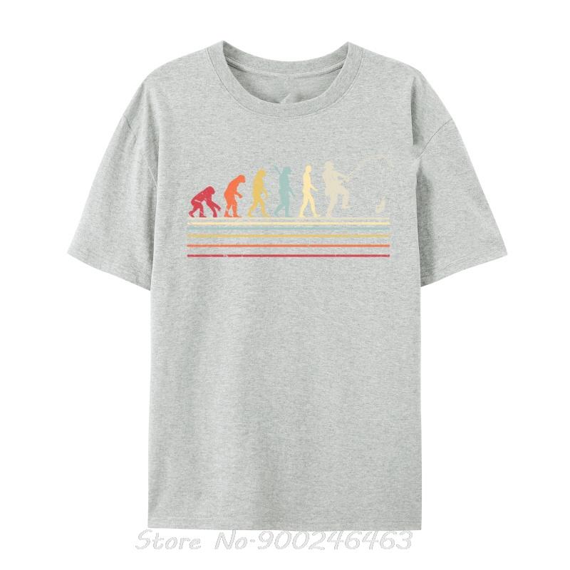 Funny Fishing Retro Evolution Of Cotton Tops Fitness T-Shirt Oversized Unisex Tshirt Graphic Tees Men's Clothing Streetwear