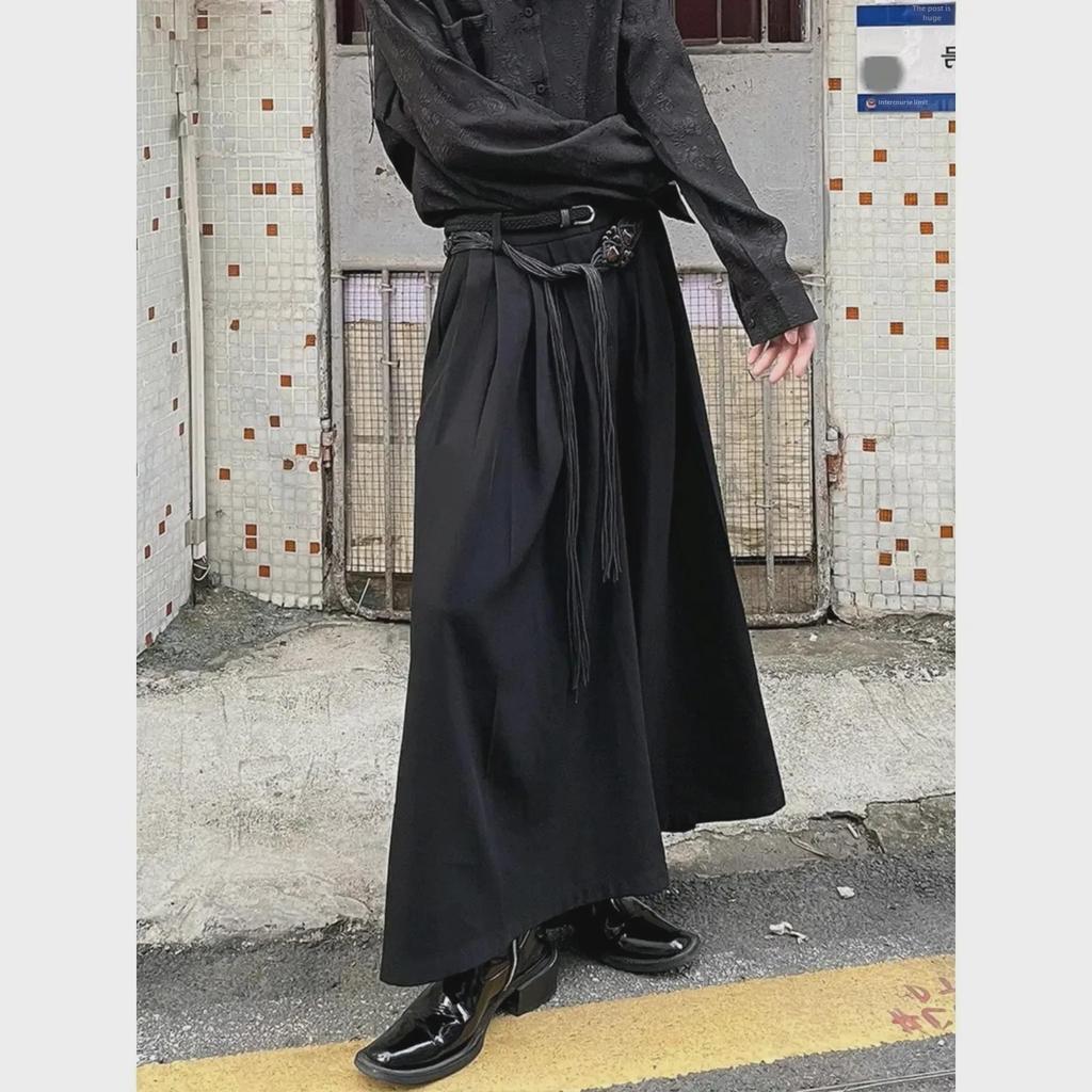 Kalhoty širokých nohavic inspirované Yohji Yamamotem bez rozdílu pohlaví: High-End Neformální Sukně-Kalhoty pro Muže a Ženy