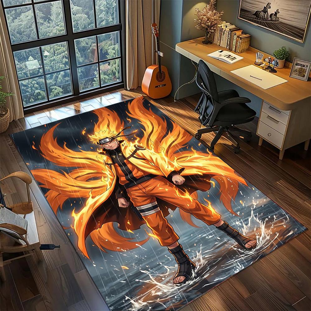 Uzumaki Naruto Nine-Tails Kurama Power Rug Carpet Large Area Rug Non Slip Washable Floor Mat Gamer Room Bedroom Home Decor