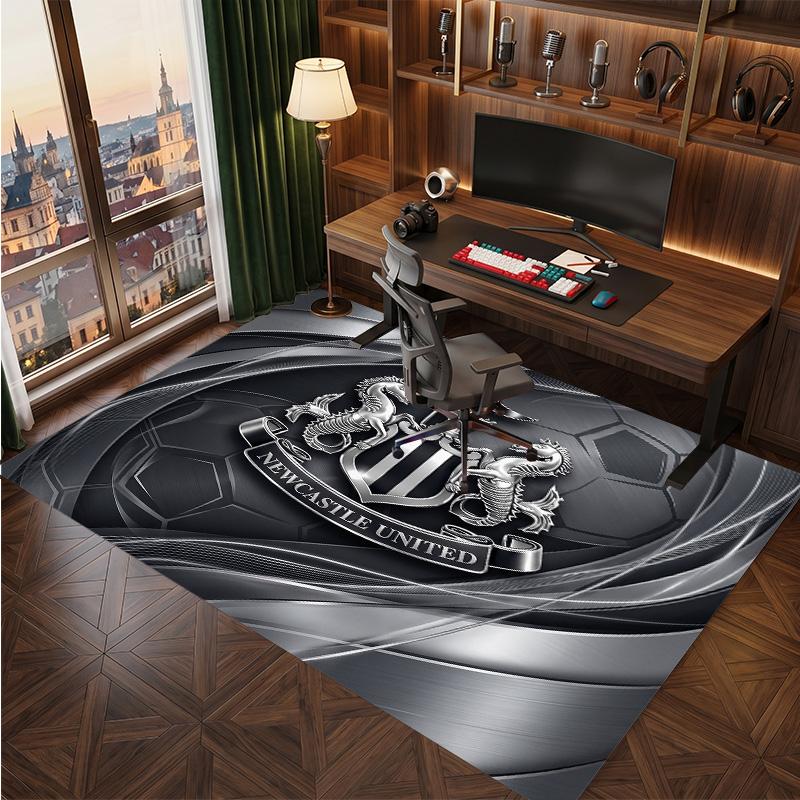 Tappeto in Velluto di Cristallo con Stampa di Calcio del Newcastle United, Comodo Assorbente d'Acqua Antiscivolo Tappeto per Pavimento Interno