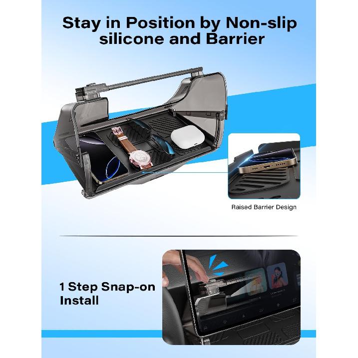 Under Screen Storage Box Fit Model Y Juniper Model 3 Highland, Hiddenable Privacy Storage For Model Y 3 Accessories, Center Console Organizer For