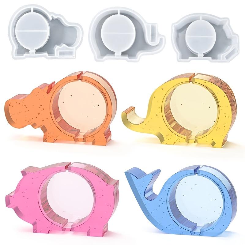 1Pcs Piggy Bank Resin Mold Storage Elephant Hippopotamus Pig Silicone Mold Coin Clip Mold Resin Jewelry Box Epoxy Resin Mold