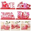Classical Wood LOVE KISS Figurines Desk Ornaments for Valentine's Day Decoration Couple Gift Indoor Party Decoration