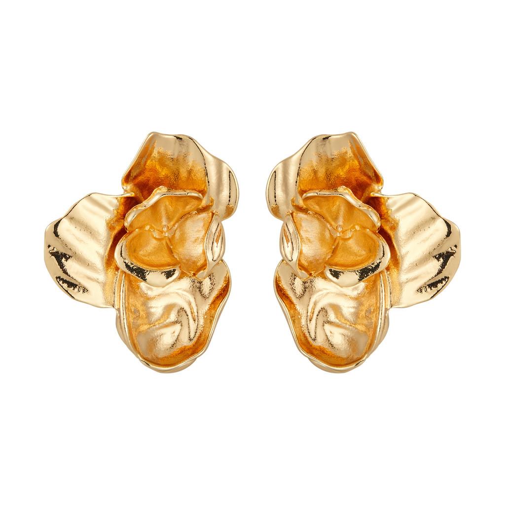 Vintage Elegant Luxury Alloy Floral Earrings With Exquisite Layered Gold Design Women For