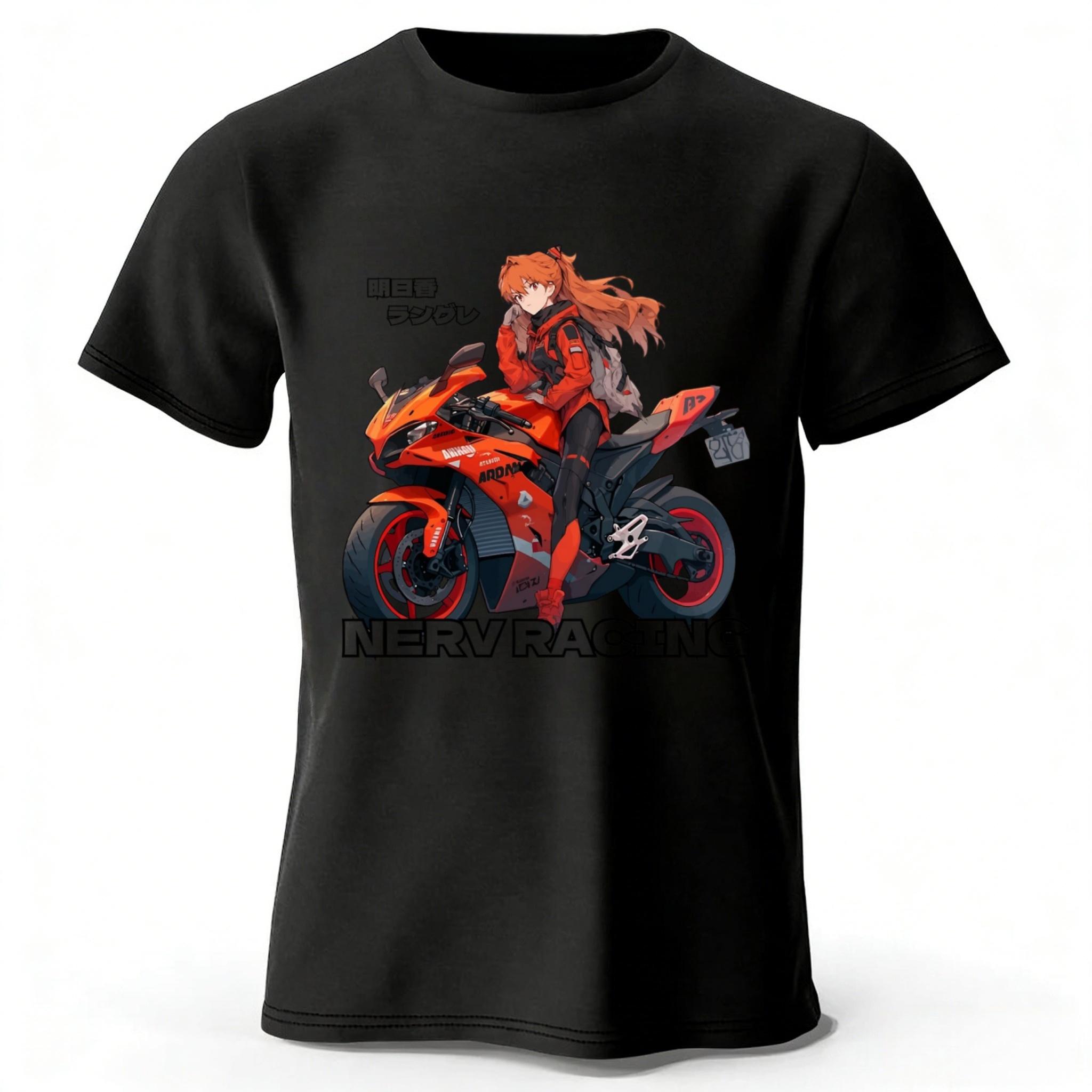 

EVA Asuka NERV RACING Motorcycle Girl Pure Cotton ShortSleeve Unisex Street Casual Loose Plus Size Comfortable TShirt Top M