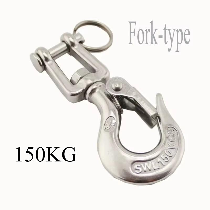 Acero Inoxidable 304 Plateado Tipo Americano Grillete de Gatillo Giratorio con Ojo Gancho de Cierre Rápido para Elevación con Capacidad de Carga de 150/ 350/650KG