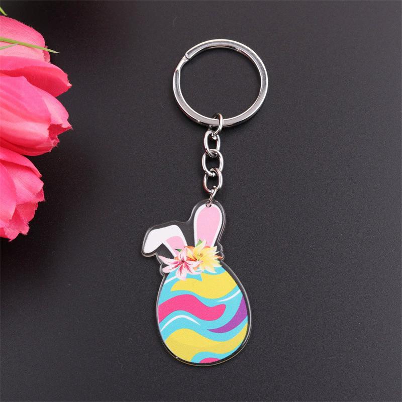 WTEMPO Spring Party Easter Rabbit Ear Easter Egg Keychains Kit Bags Pendant Keychains Car Key Door Key Decorations DIY Keychain Crafts Making Supplies
