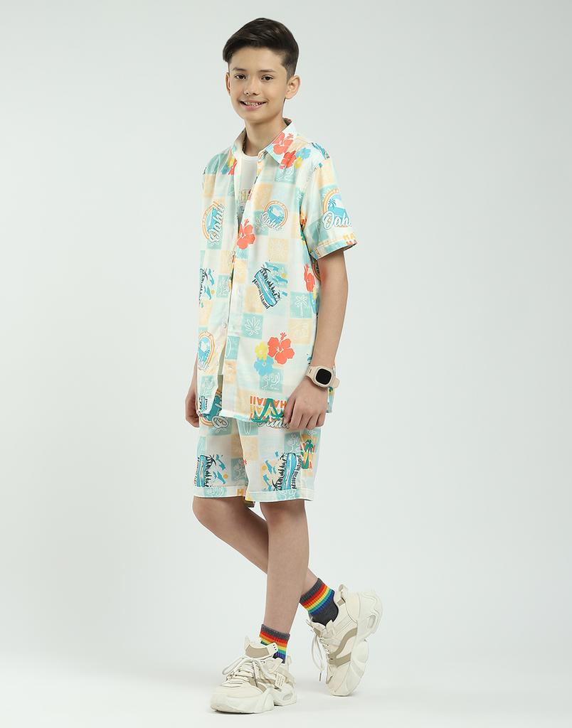 MONTE CARLO Boys Regular Fit Printed Half Sleeve Co-ord Set