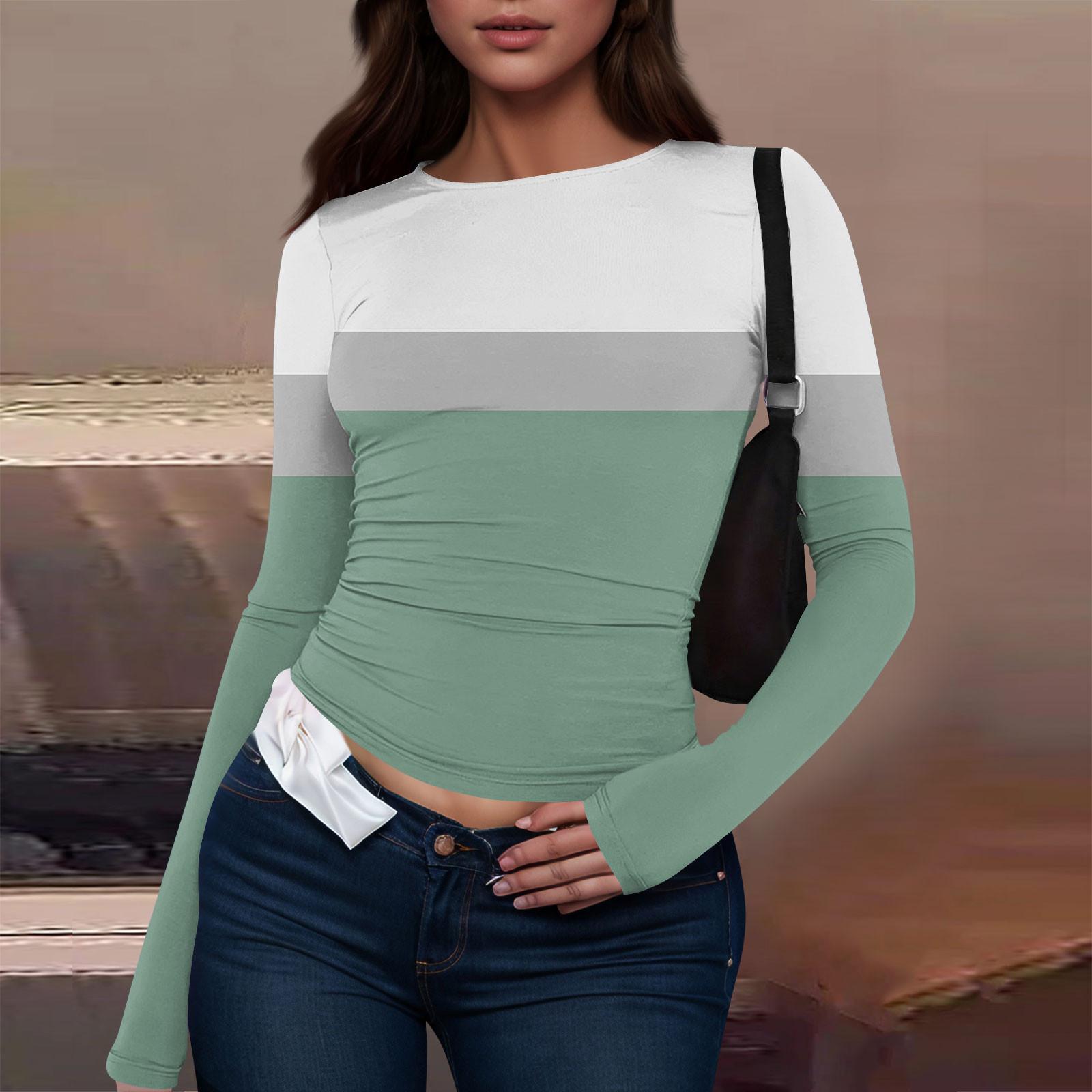 

Женская модная повседневная футболка с круглым вырезом и длинным рукавом с принтом M