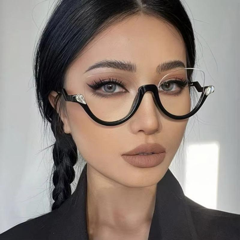 Halbrahmen Diamantbesetzte Katzenaugen Coole Personalisierte Damen Sonnenbrille Geeignet für Täglich Urlaub Shopping Accessoires