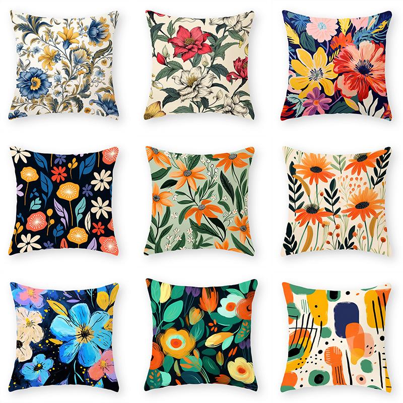 New Oil Painting Series Pillowcases, Flower Pillowcases, Sofa Decoration Pillows, Bedside Cushions