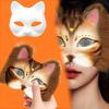 Cats Mask Masquerade Mask Anime Cosplay Mask Hand-Painted Cats Mask with Plush Fabric Blank Mask for Halloween